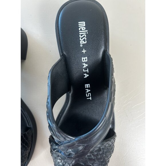 Melissa x Baja East Collab Black Python Strappy Block Heel Slide Sandals Women 7 - Picture 2 of 13